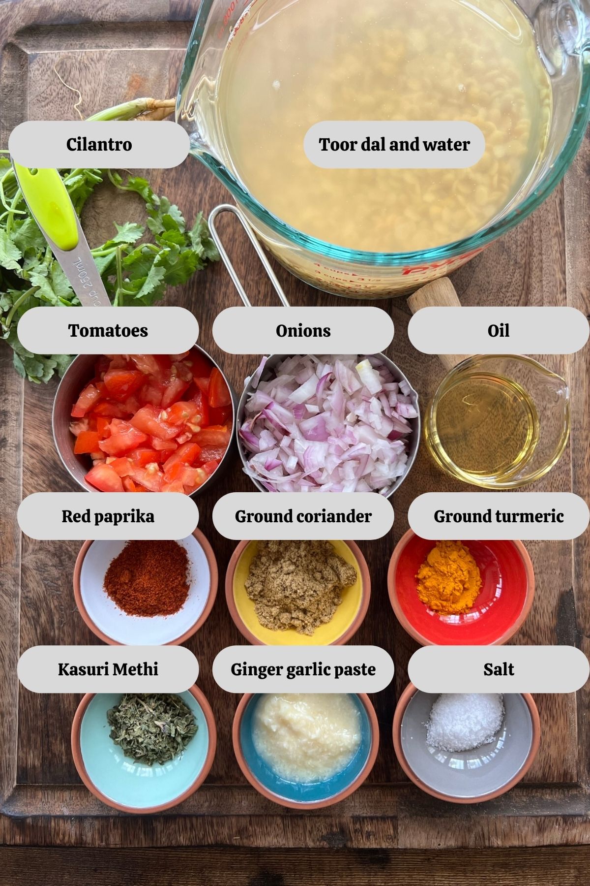 Ingredients needed for making Dal Tadka