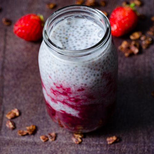 berry swirl chia pudding with granola