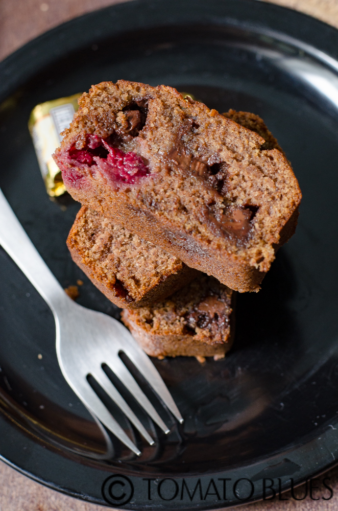 Chocolate Raspberry Banana Bread With Barley Flour