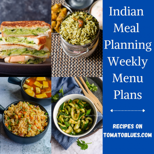 Indian meal plans- Vegetarian meal planning ideas for the week