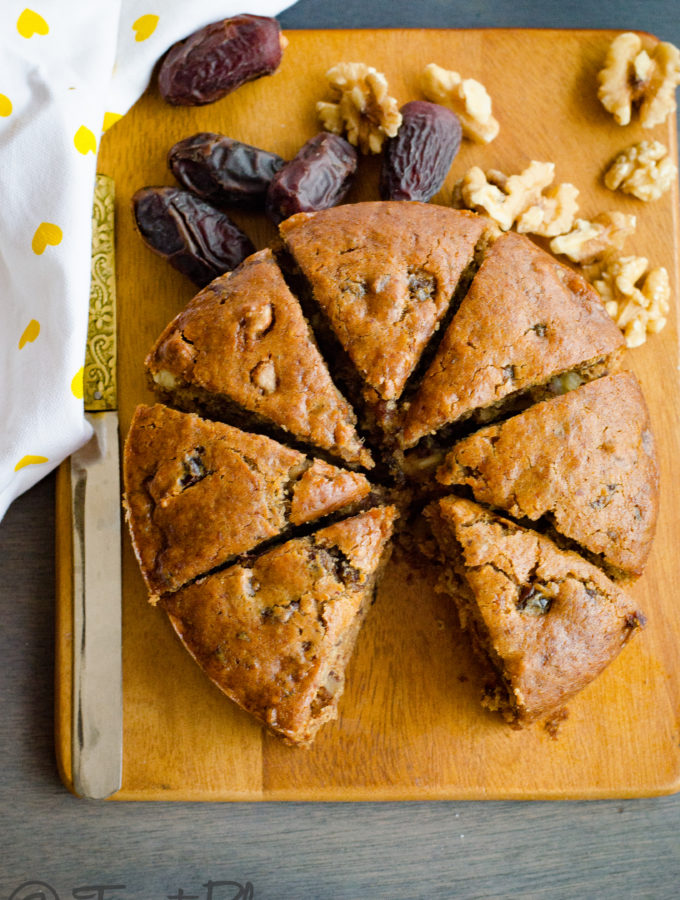 eggless dates and walnut cake