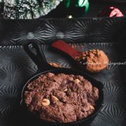 salted caramel chocolate cookie for one baked in a skillet