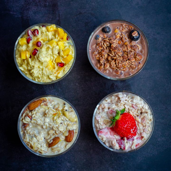 overnight oats 4 ways in a frame