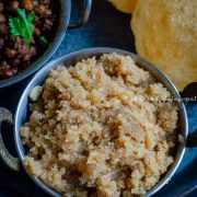 Halwa Poori- Sooji Halwa served with chana and poori