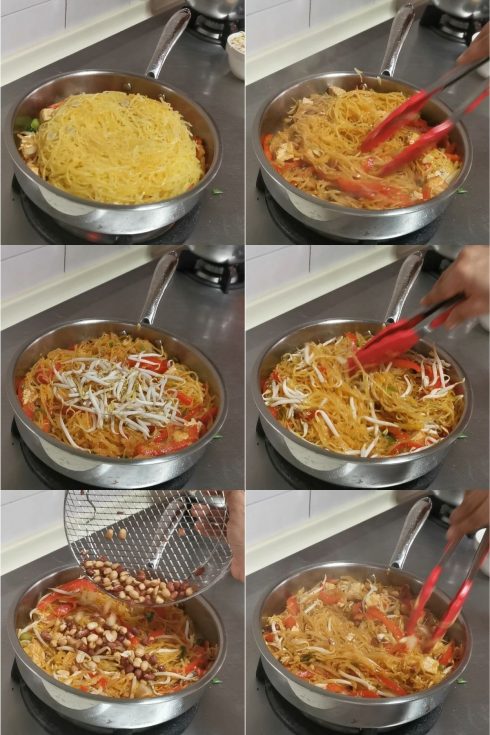 spaghetti squash pad thai step wise tutorial