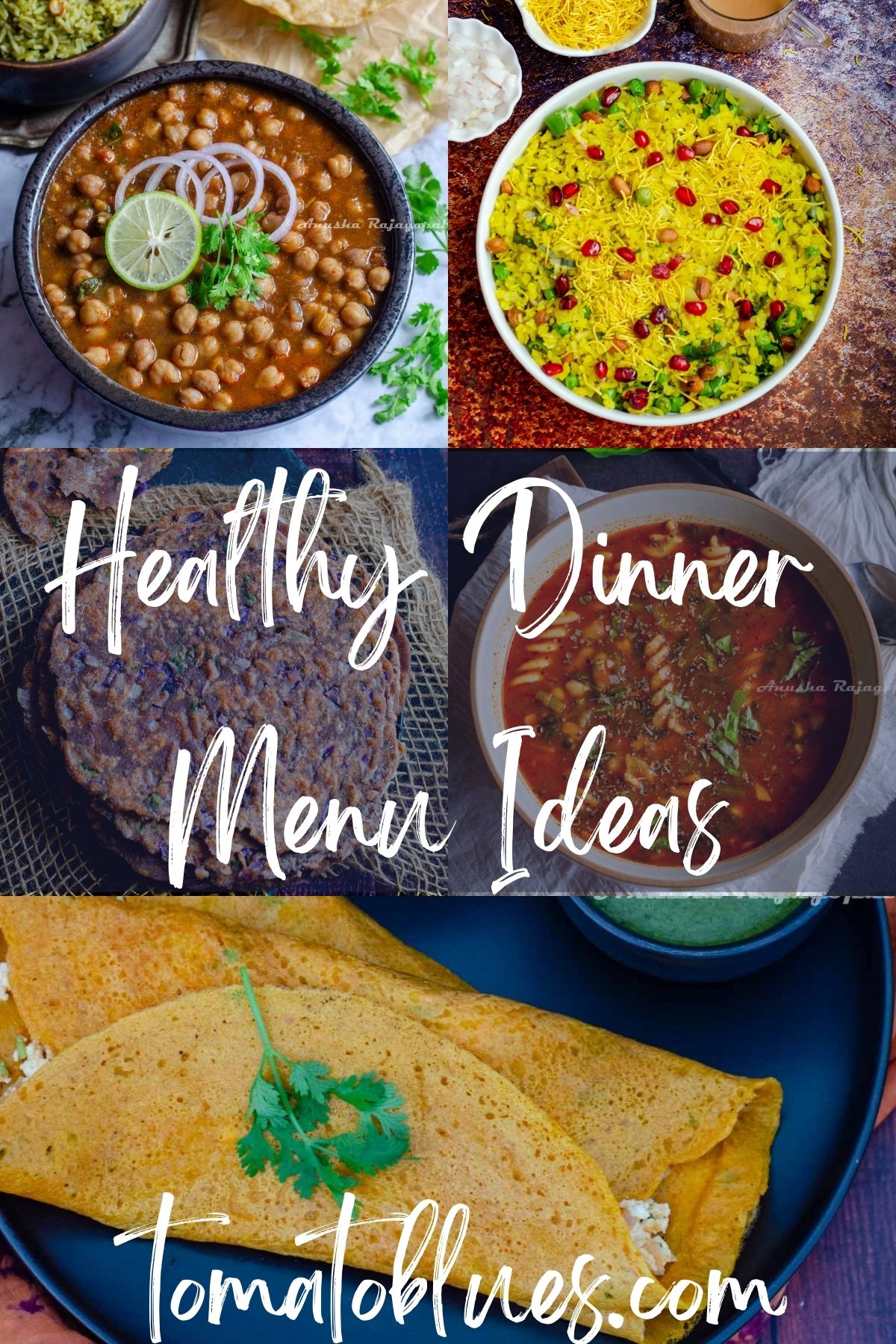 A collage of suggested Indian dinner menu ideas