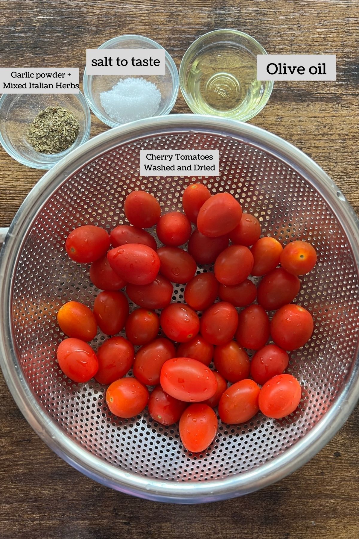 ingredients needed to make roasted cherry tomatoes