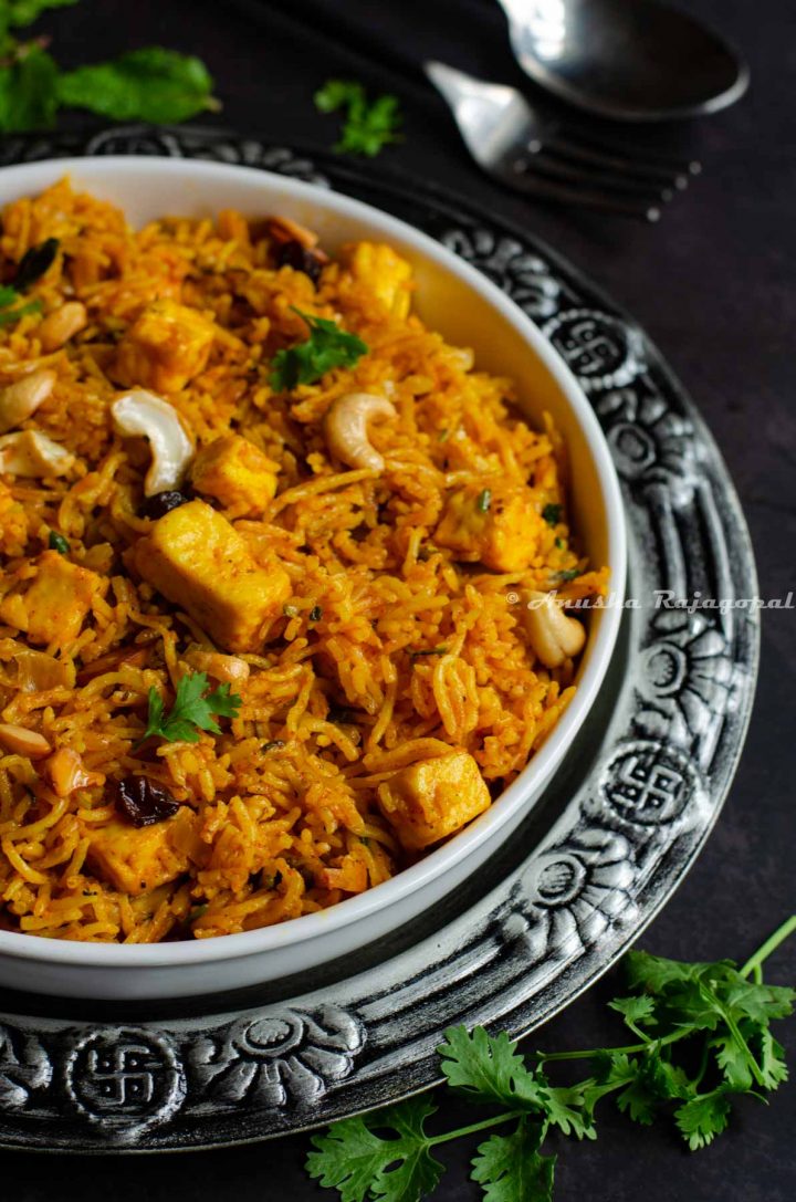 easy-pressure-cooker-paneer-biryani-served-in-a-white-bowl