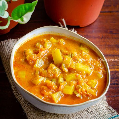 Delicious north Indian style lauki sabzi served in a bowl