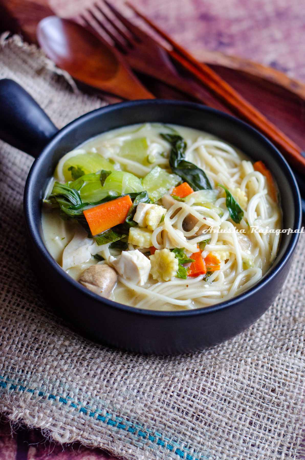 Some hearty noodle soup with Thai flavors