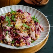 delicious winter salad with beets, pears, feta and walnuts
