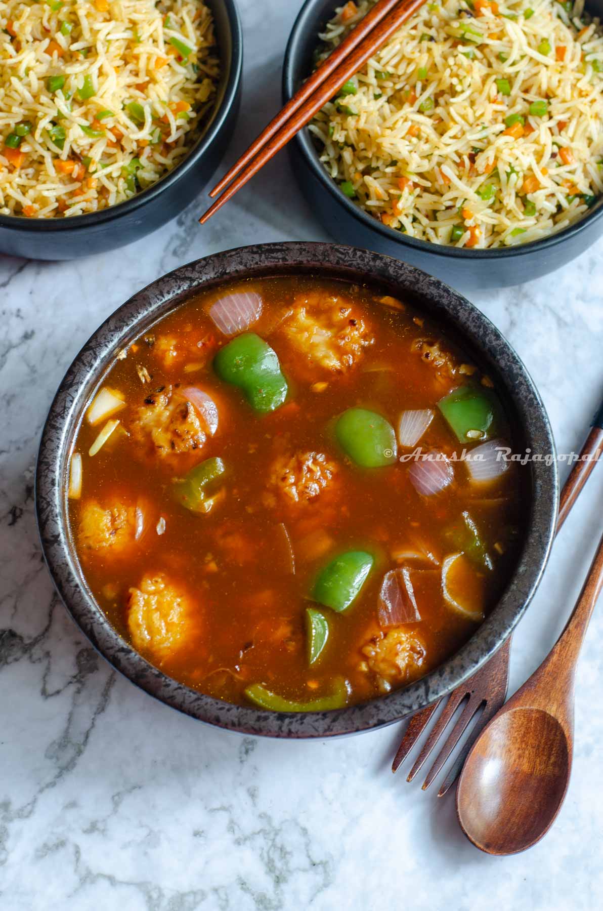 Easy veg manchurian without deep frying