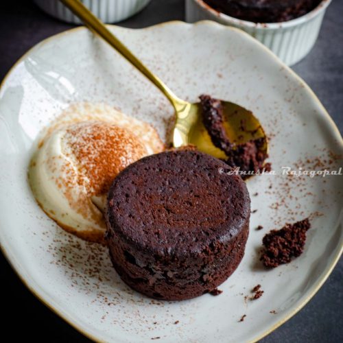 decadent chocolate lava cake served with ice cream