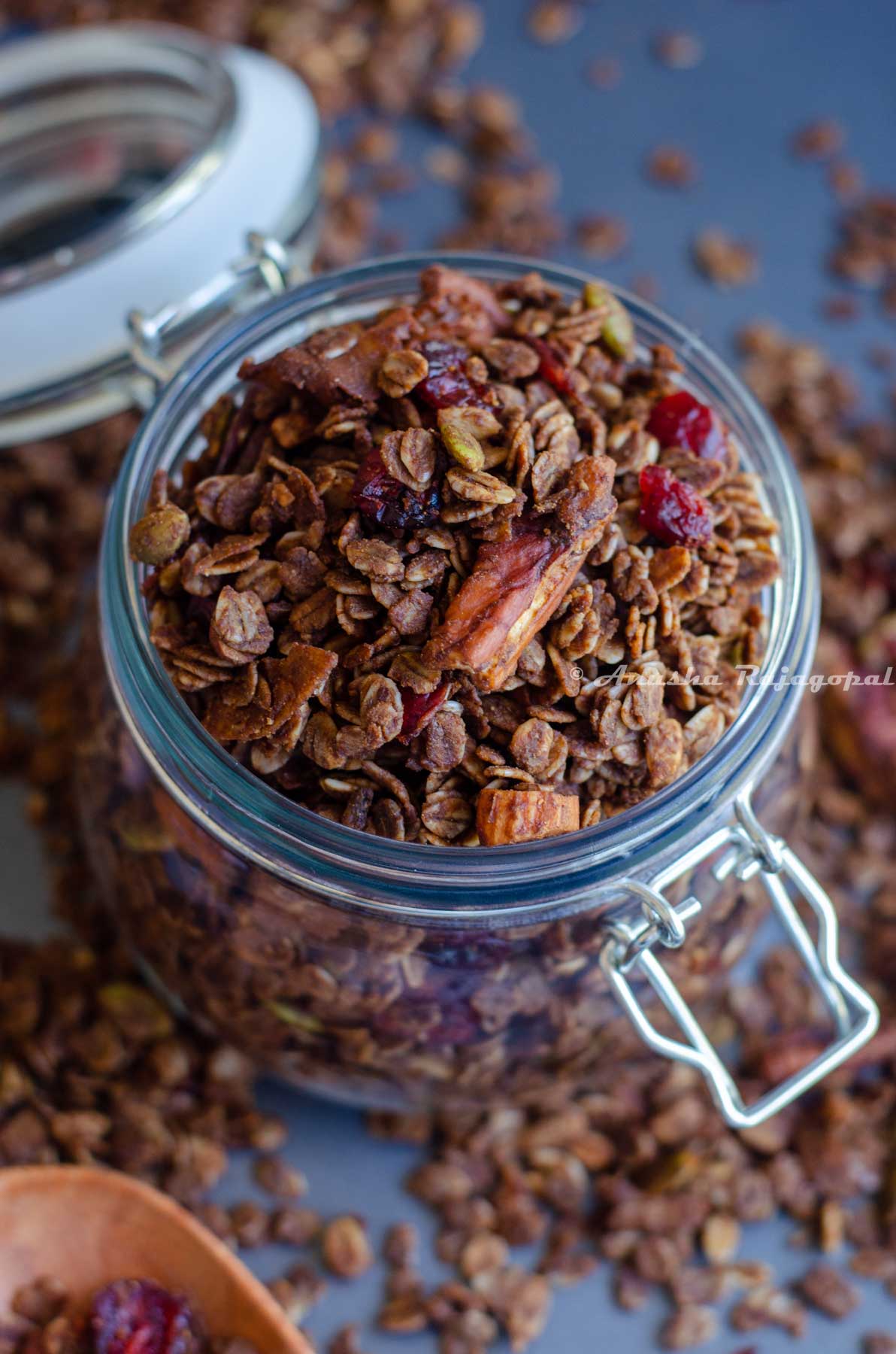 some homemade granola in a jar