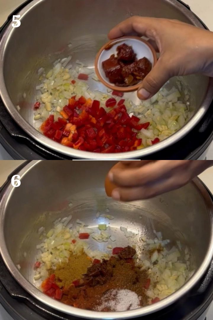 step by step guide to make tortilla soup with vegetables and black beans in the instant pot