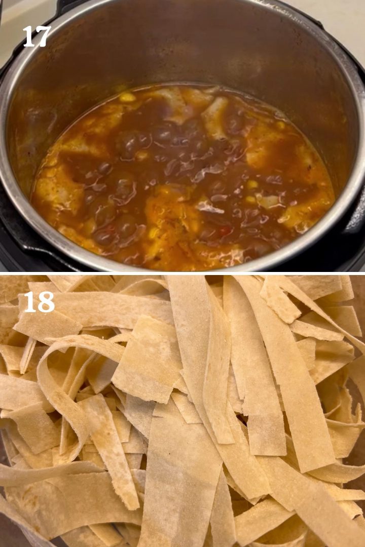 step by step guide to make vegan tortilla soup in the instant pot