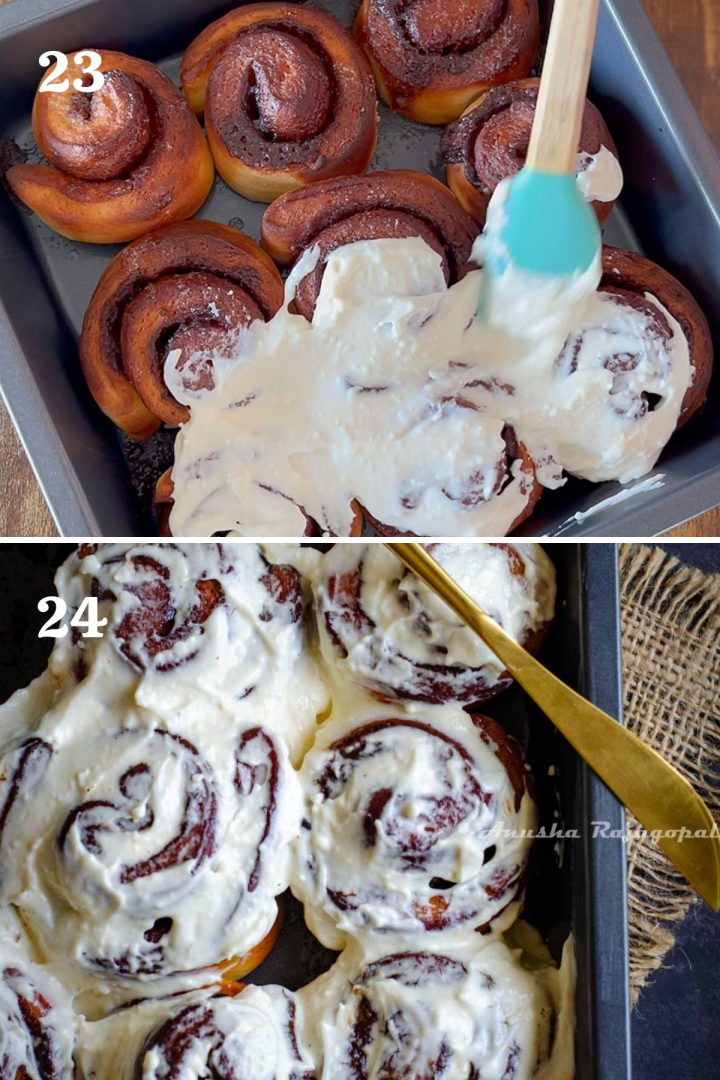 how to frost cinnamon rolls?