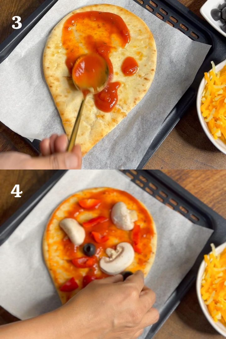 step by step guide to make air fryer naan pizza