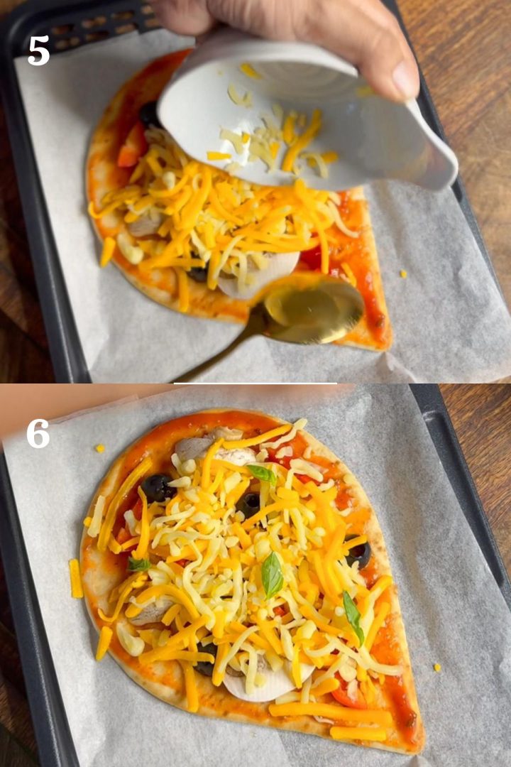 step by step guide to make air fryer naan pizza