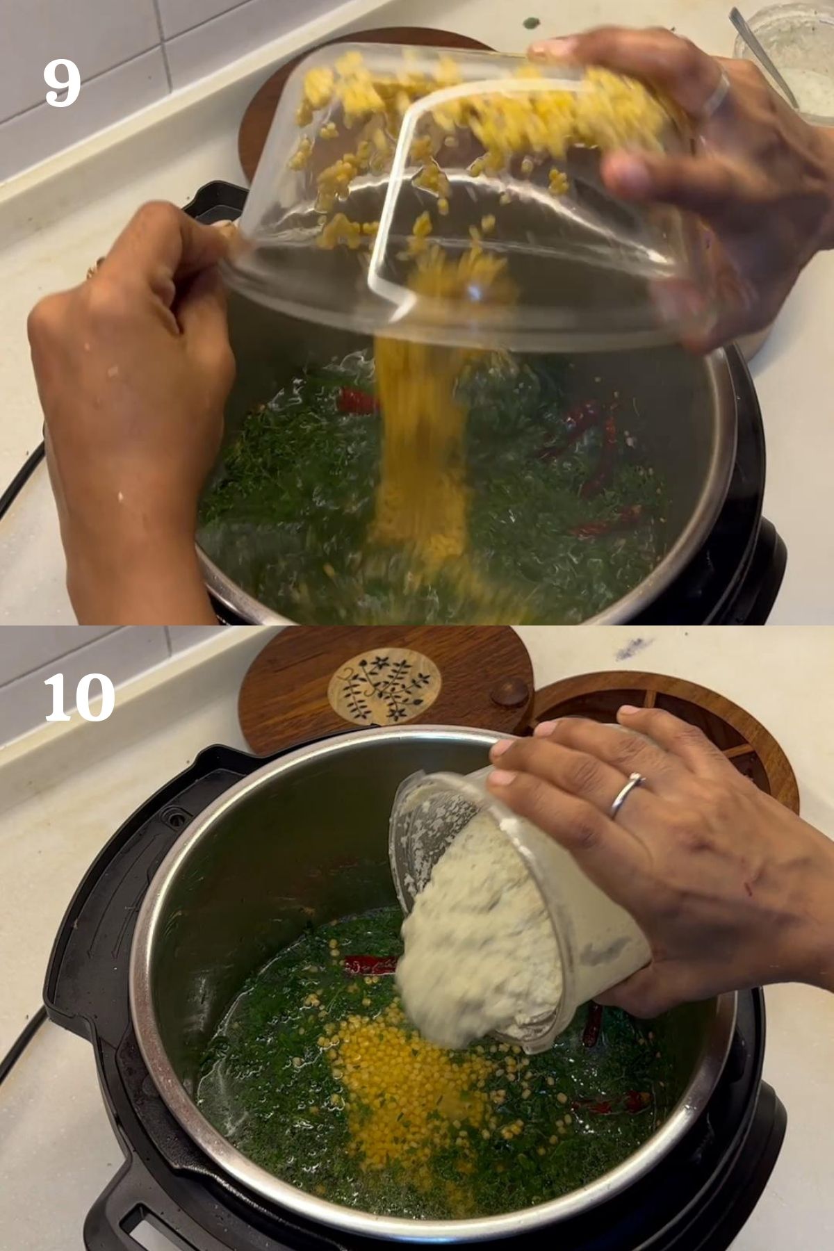 how to make pressure cooker kootu with Murungai Keerai?