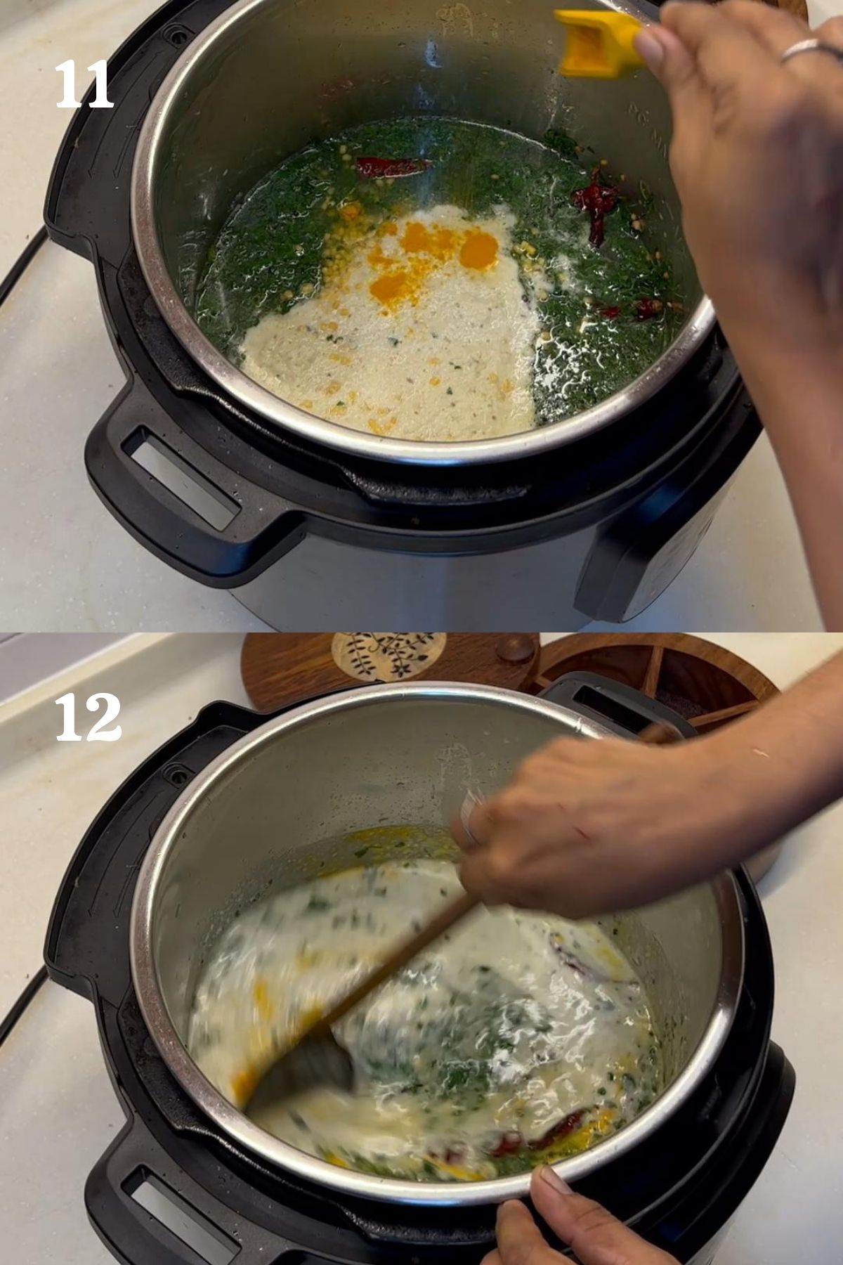 how to make pressure cooker murungai keerai kootu?